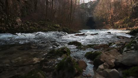 water flowing over rocks in rakov skocjan