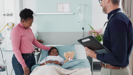 doctor, high five and child in hospital