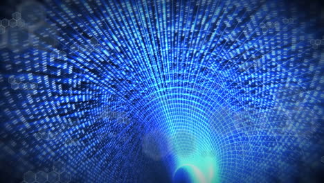 animation of isohypses over tunnel made of blue lights