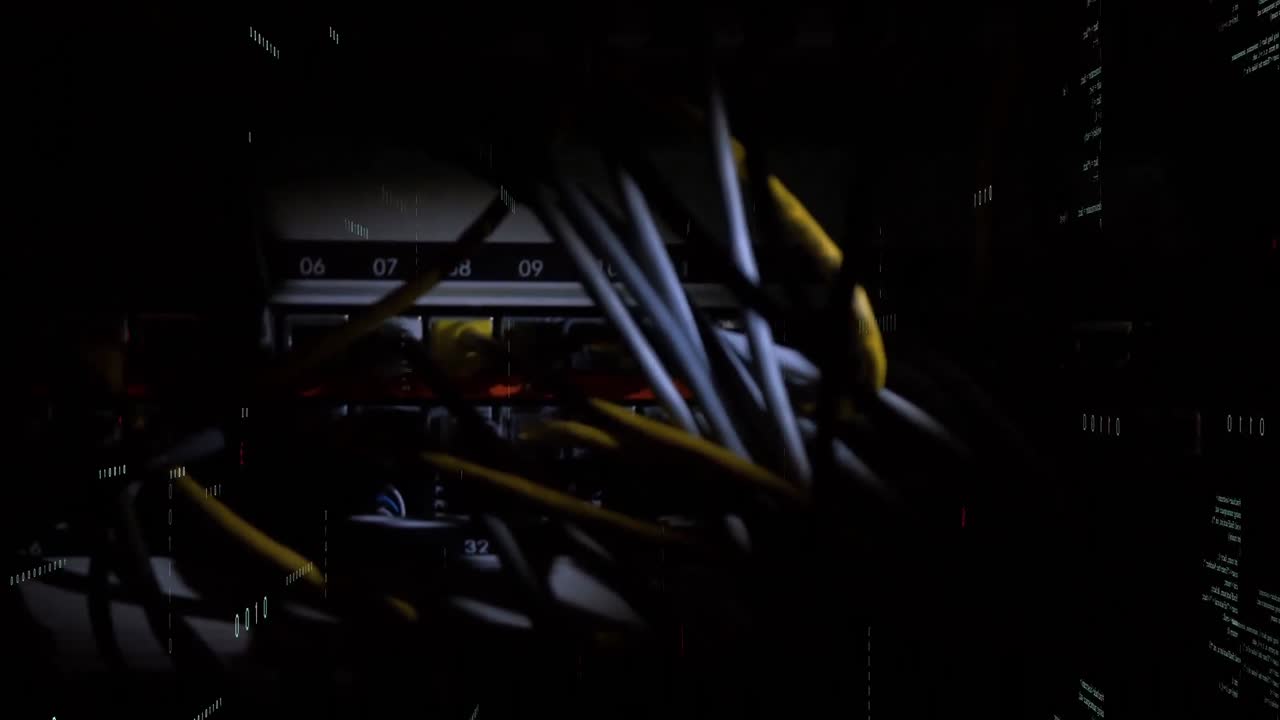 Animation of data processing over server room