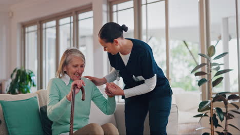 Woman,-doctor-and-walking-in-elderly-care