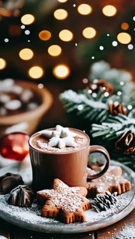 cozy christmas hot chocolate with cookies