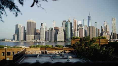 new york skyline from brooklyn in the morning