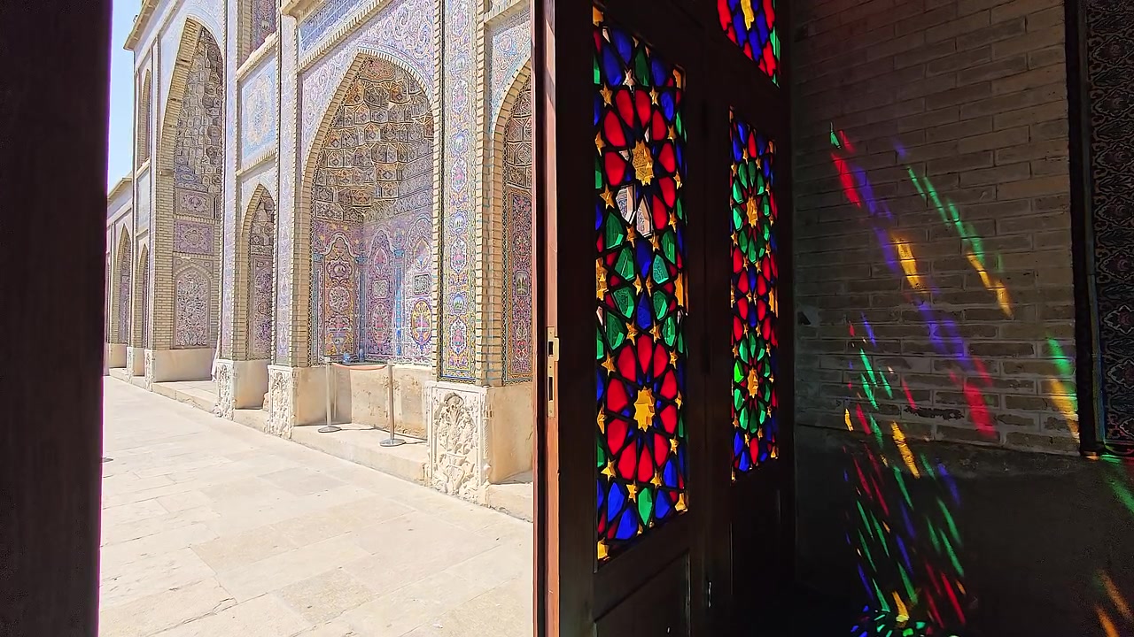 Colorful Stained Glass Windows in a Traditional Persian Mosque