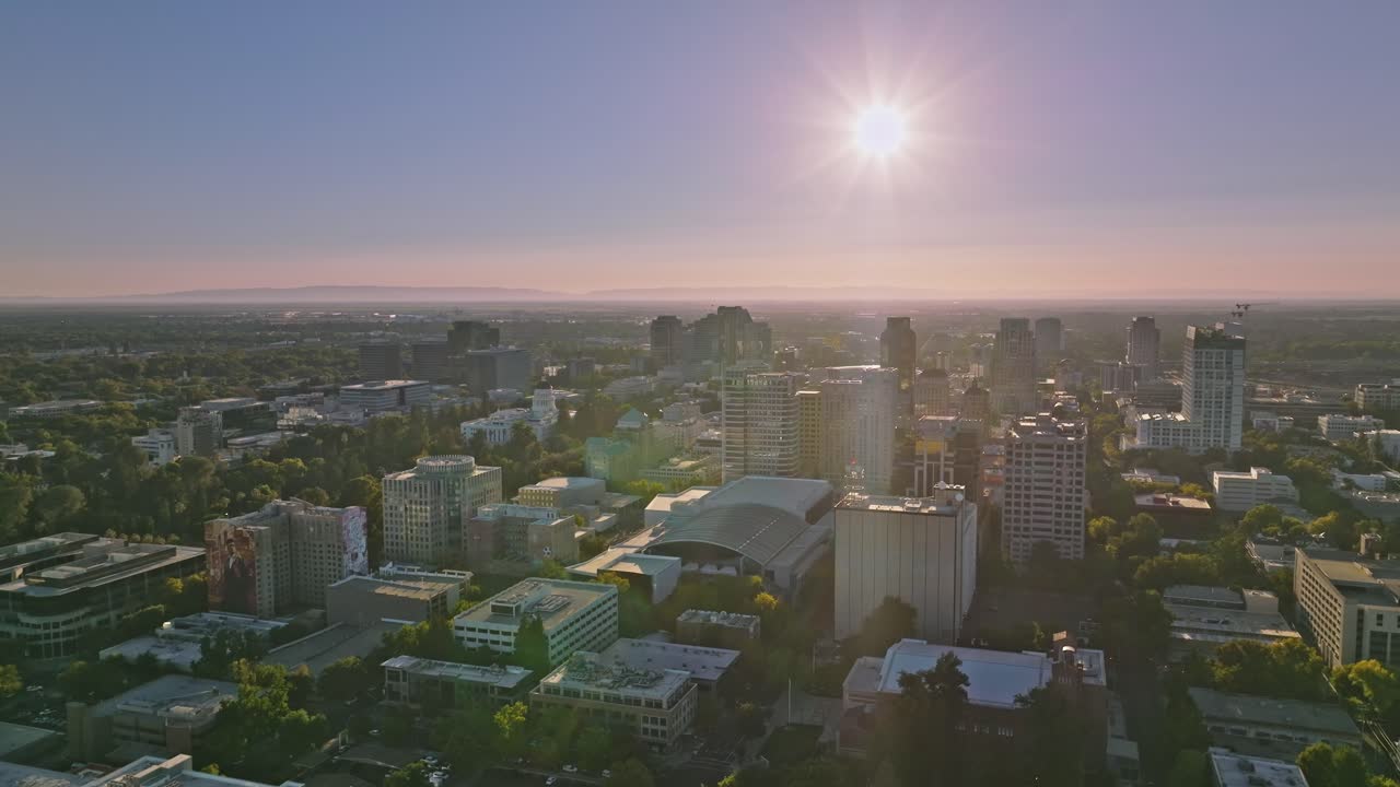Vista aérea da região central de Sacramento