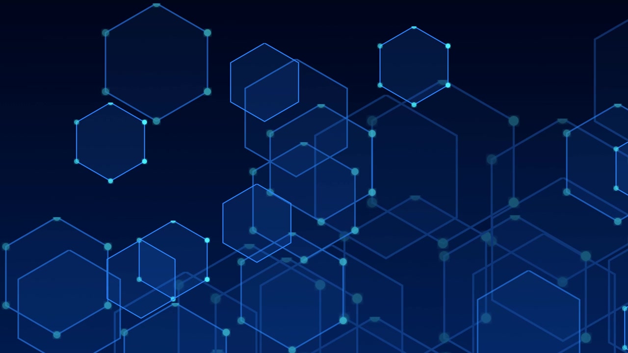 Abstract Digital Background with Glowing Blue Hexagon Network