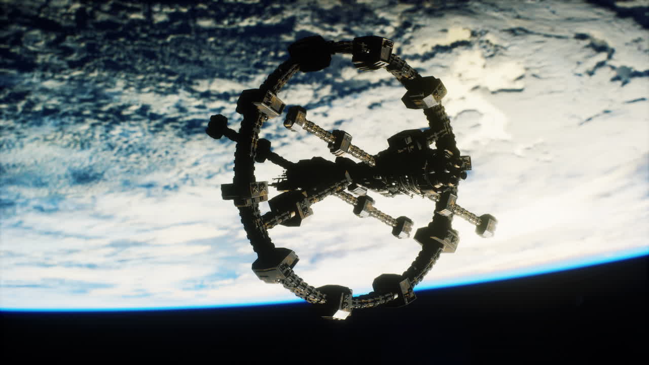 la nave espacial masiva toma posición sobre los elementos de la tierra proporcionados por la nasa