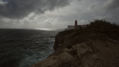 Grandes-Olas-En-El-Punto-Más-Al-Sur-Oeste-De-Europa,-Cabo-De-São-Vicente-Y-Sagres-En-El-Algarve,-Portugal