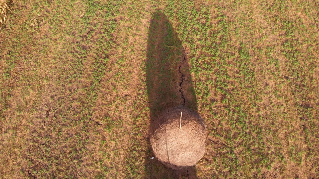 Aerial Footage over haystack in Europe