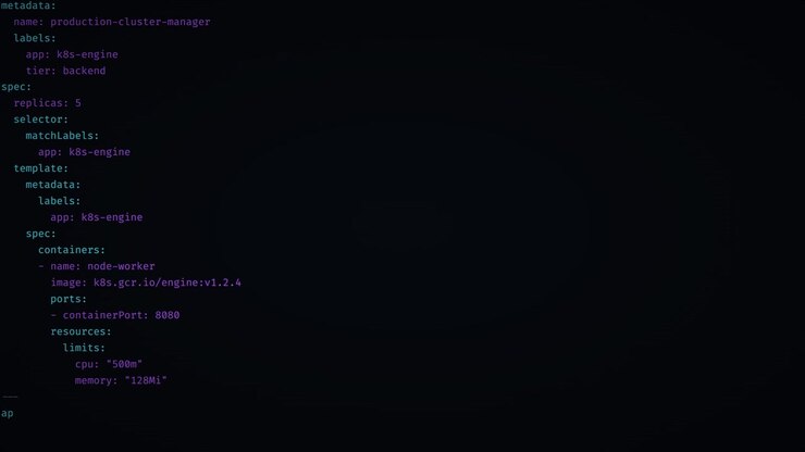 Kubernetes Deployment Configuration File Displayed on Screen