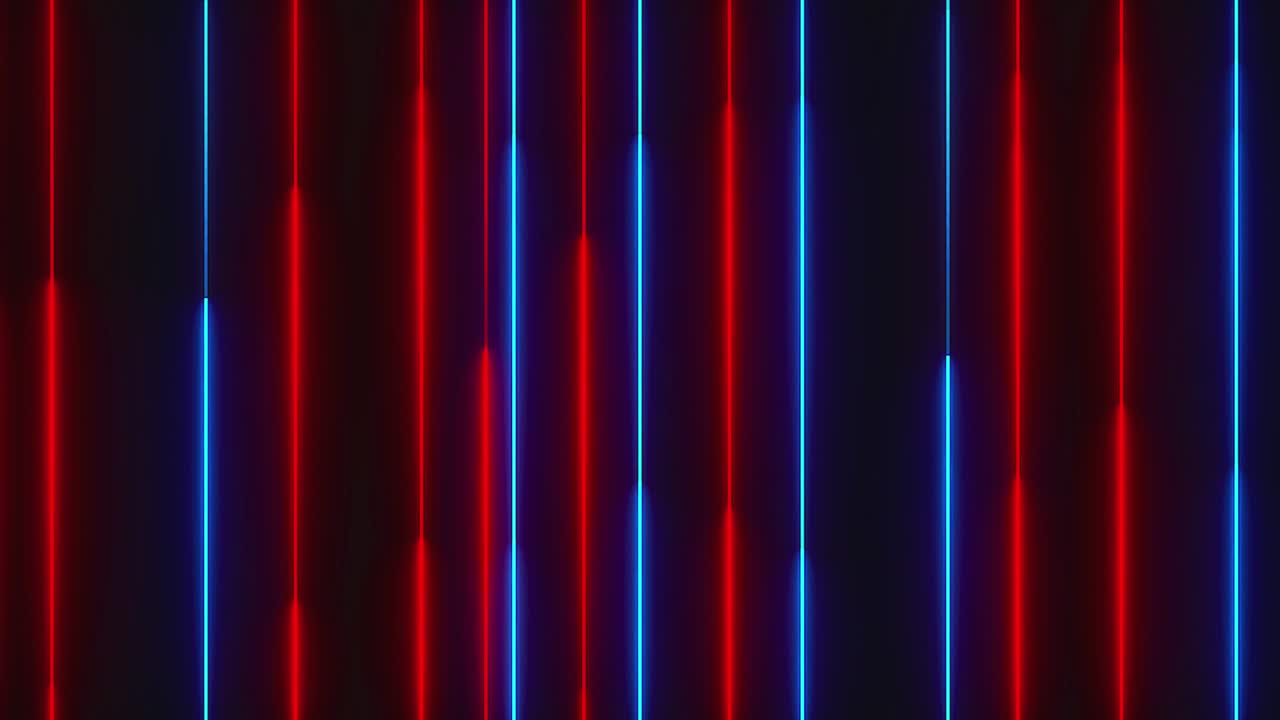 많은 수직 네온 조명 선, 추상적인 컴퓨터 생성 배경, 3d 렌더링