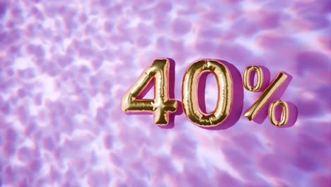 물 위에 떠다니는 황금색 40%의 물결은 분홍색 바탕에 있습니다.