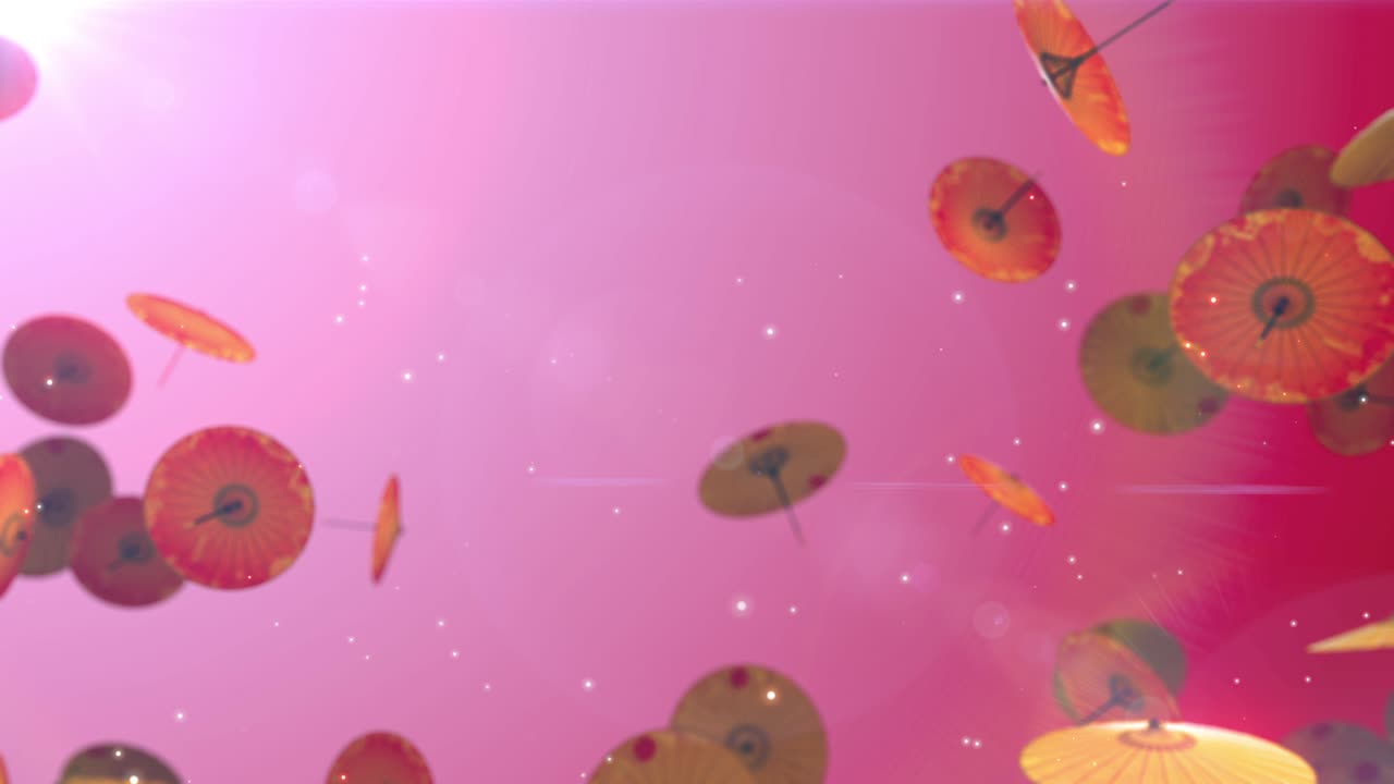animación de bucle de partículas de paraguas chino japonés