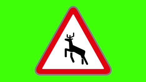 green screen , road signs icon , danger wild animals ahead