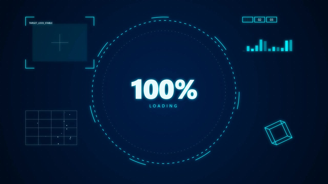 Digital Loading Progress Bar with Futuristic HUD Interface