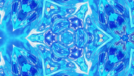 patrón azul simétrico líquido como un caleidoscopio con ondas. 3d elegante bucle abstracto bg, estructura ondulada de vidrio líquido brillante con hermosos colores de gradiente. 4k