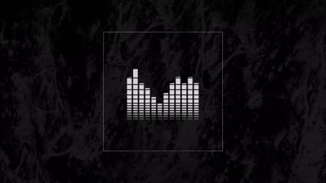 digital animation of music equalizer over square banner against black background