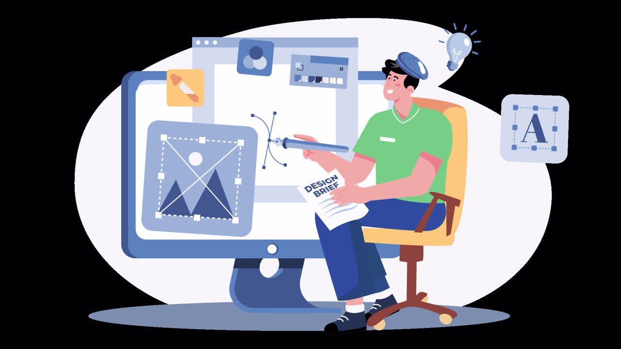 Illustration of a graphic designer using computer software | Premium ...