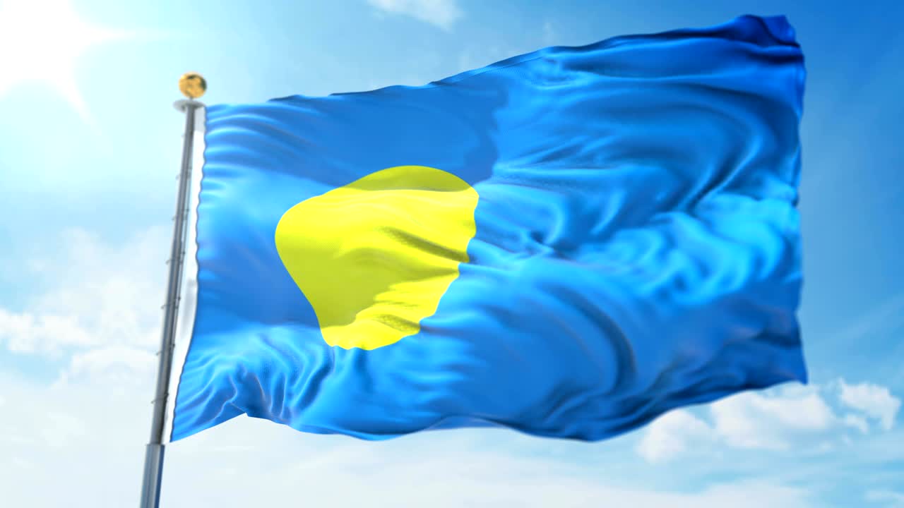 팔라우 발의 3d 렌더링 영상: 아름다운 섬유 천의 줄이 흔들리고 있습니다.