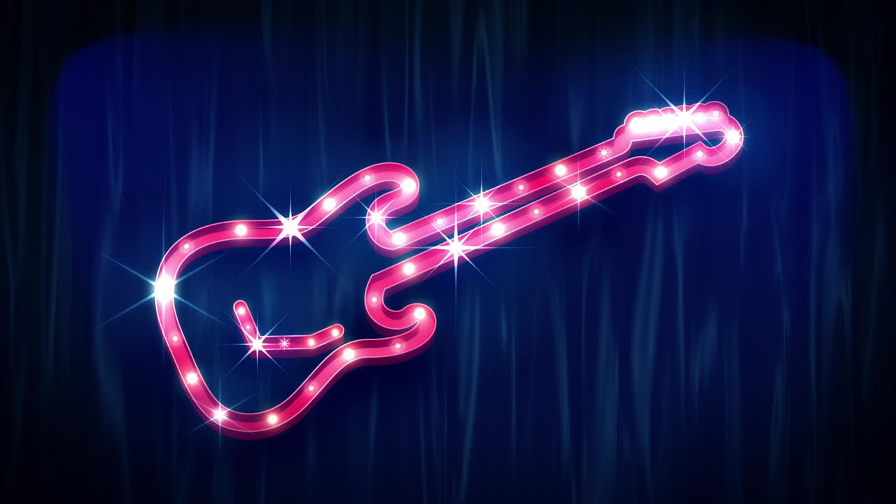 기타 실루 모양: 극장 표지판과 커튼