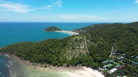 Mae-Haad-Beach-Auf-Der-Insel-Ko-Pha-ngan,-Drohnenaufnahme-Aus-Der-Luft