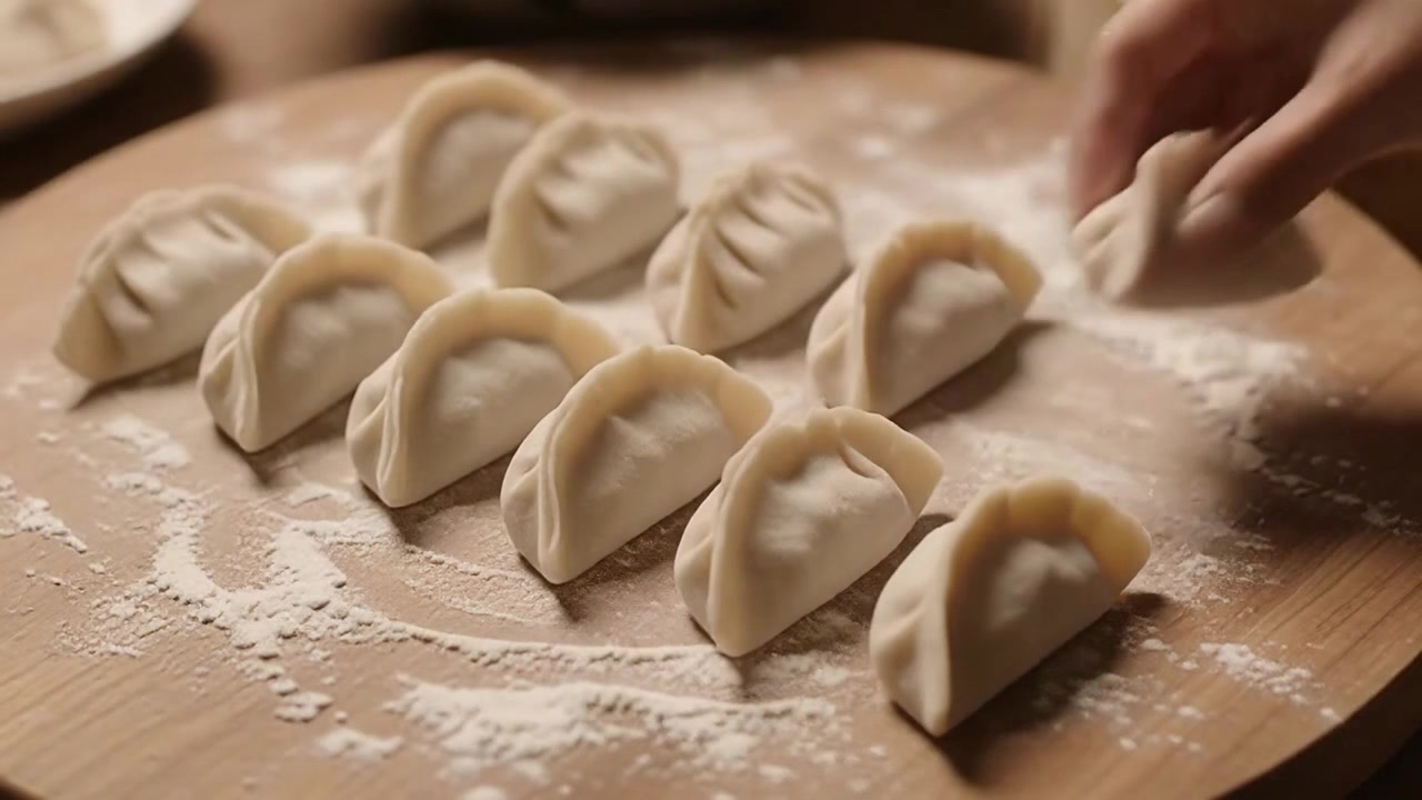 Family Preparing Homemade Dumplings Together in Kitchen
