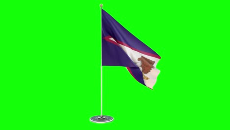 american samoa 3d looping illustration of small flag pole on chroma key backgrou