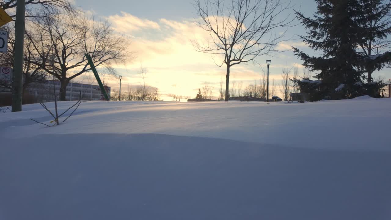 Snowstorm, the winter landscape of Vieux-Rosemont, Montreal