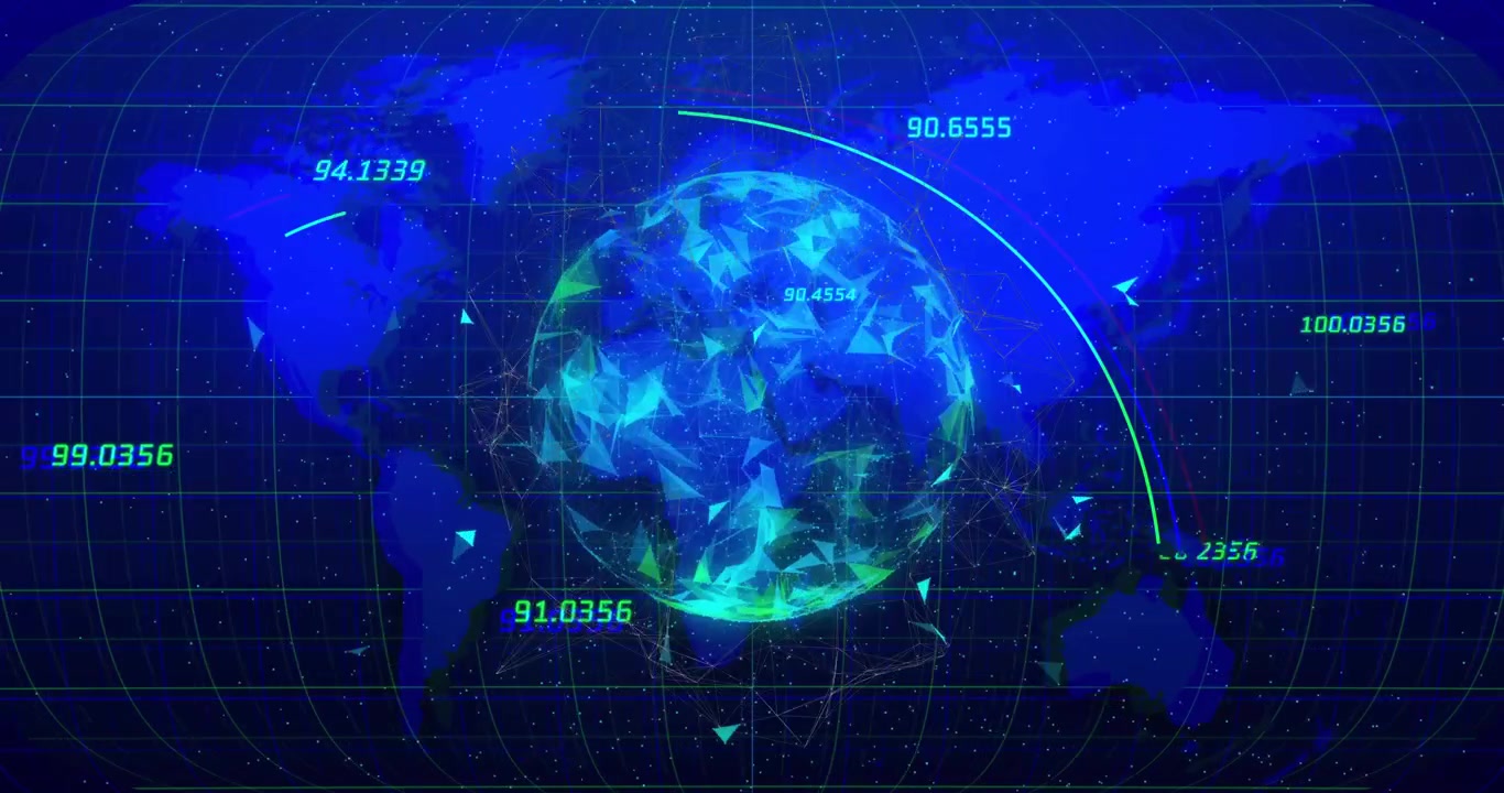 Digital Globe with Data Visualization and Global Network Connections