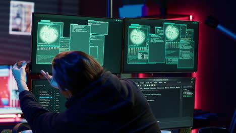 joyous hacker feeling proud after breaching defenses using rogue scripts