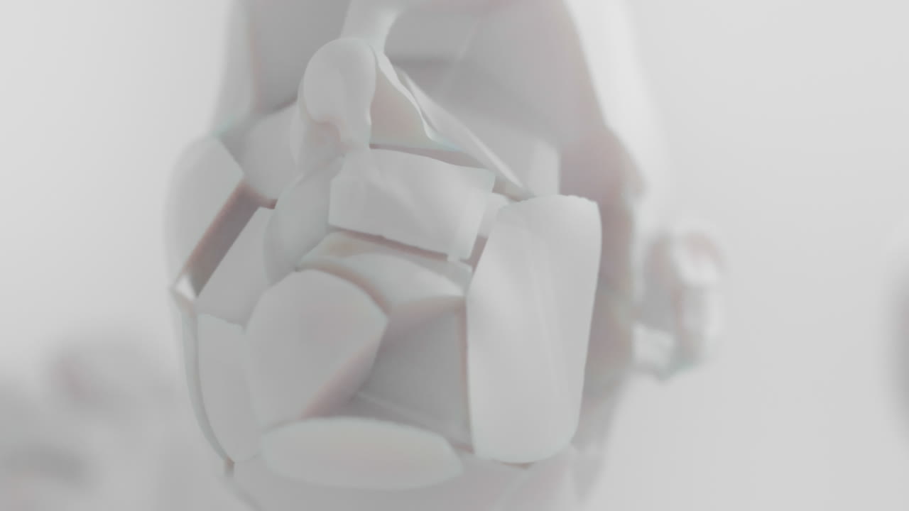 Destroyed android head on spike in white space