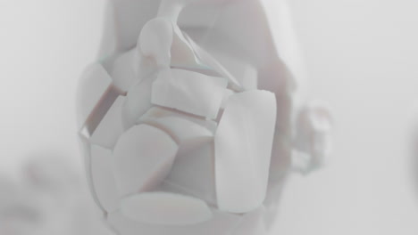 destroyed android head on spike in white space