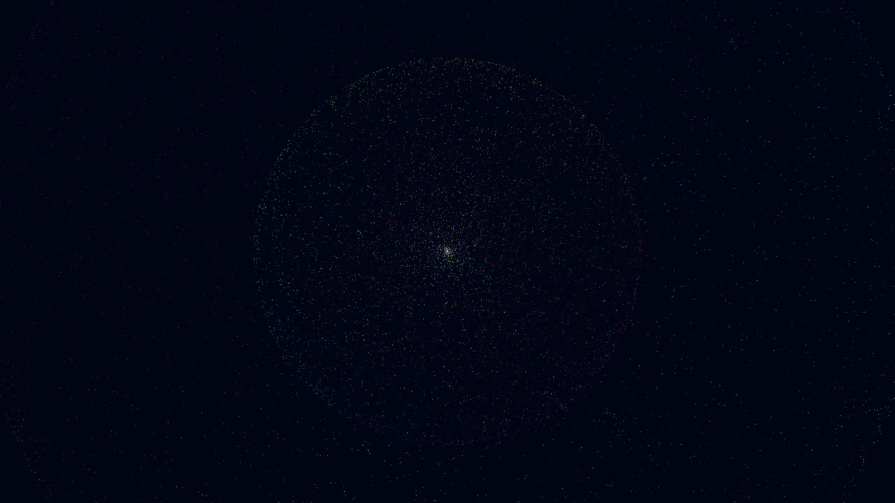 A minimalistic contrasting visual a white dot on a black background