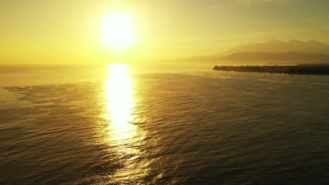 breathtaking scenery over island at golden sunset on a warm summer evening