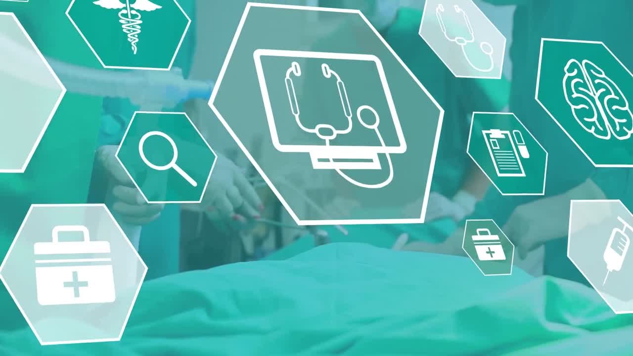 다양한 외과의사들에 대한 의료 아이콘의 애니메이션