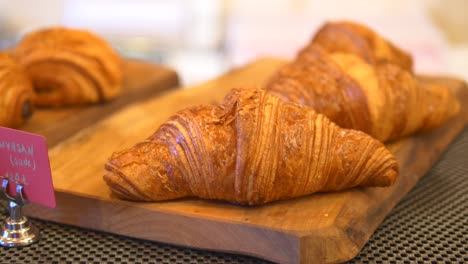 freshly baked croissants at a bakery