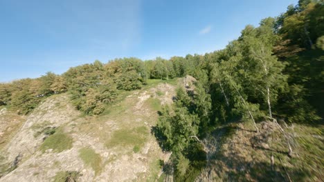 view from above on mountain ranges and plateaus. the vast area of the mountain slope is occupied by deciduous forests. a beautiful view of the valley which crosses the river. nature.