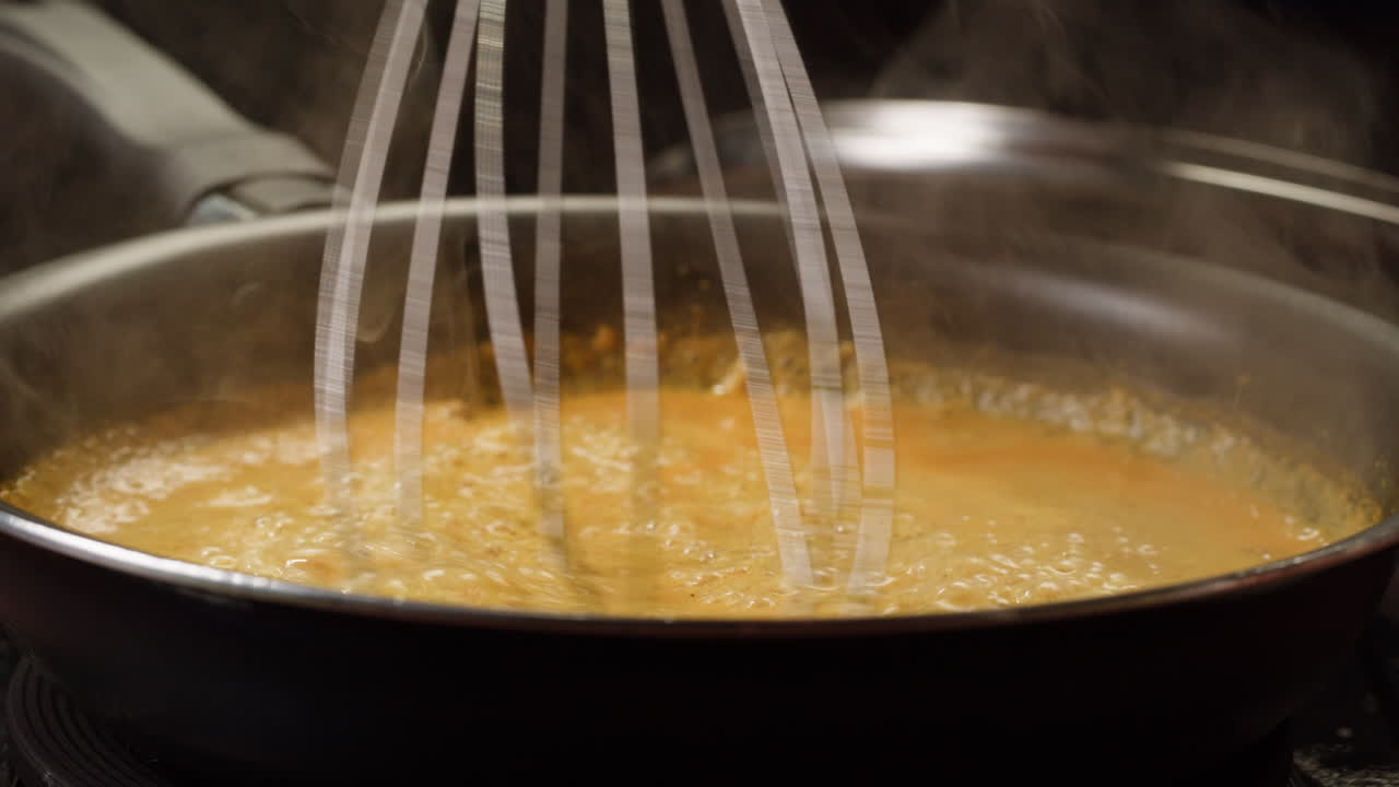 Cooking Creamy Curry in a Pan