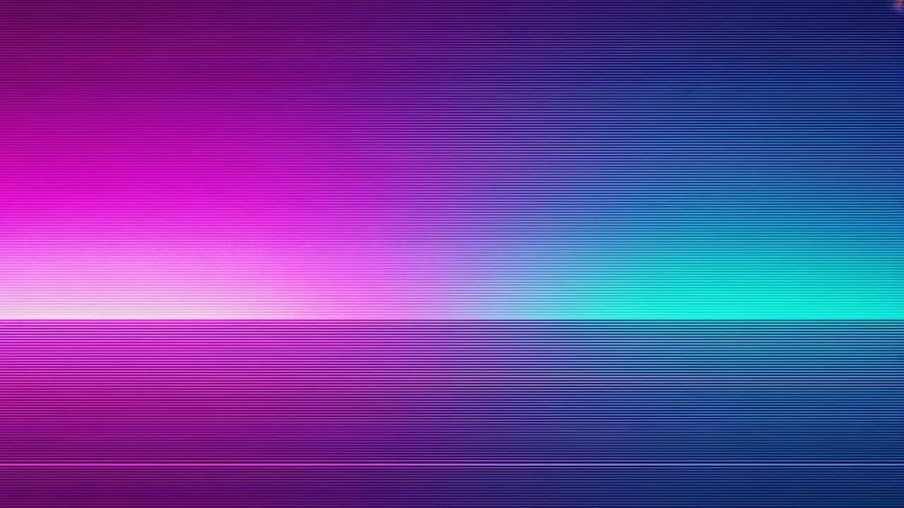 Loop starting abstract gradient shifting magenta to teal on digital display with horizon, scanlines