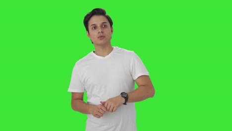 anxious indian man waiting for someone green screen