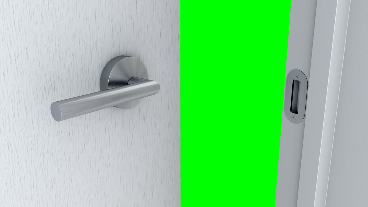 дверь комнаты открывается и зеленый экран фона хрома ключ сзади