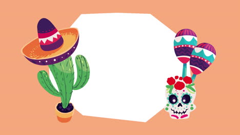 mexican culture cactu and skull animation