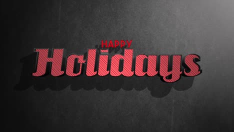 stylish red and black happy holidays text on glossy dark background