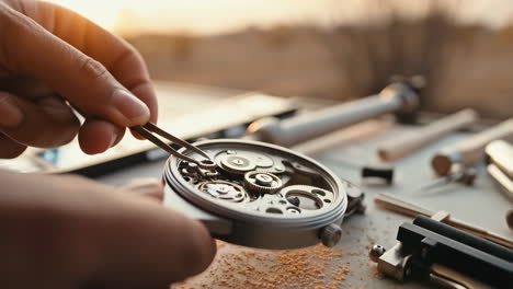 watchmaker's hands repairing a precision timepiece
