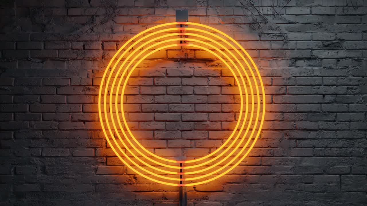 Neon Circle on Brick Wall