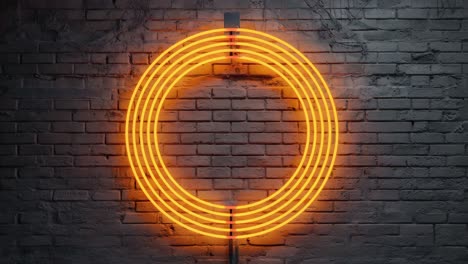 neon circle on brick wall