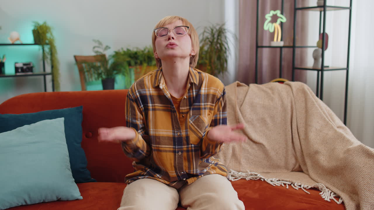 Pretty woman girl asking why what reason of failure demonstrating disbelief irritation by troubles