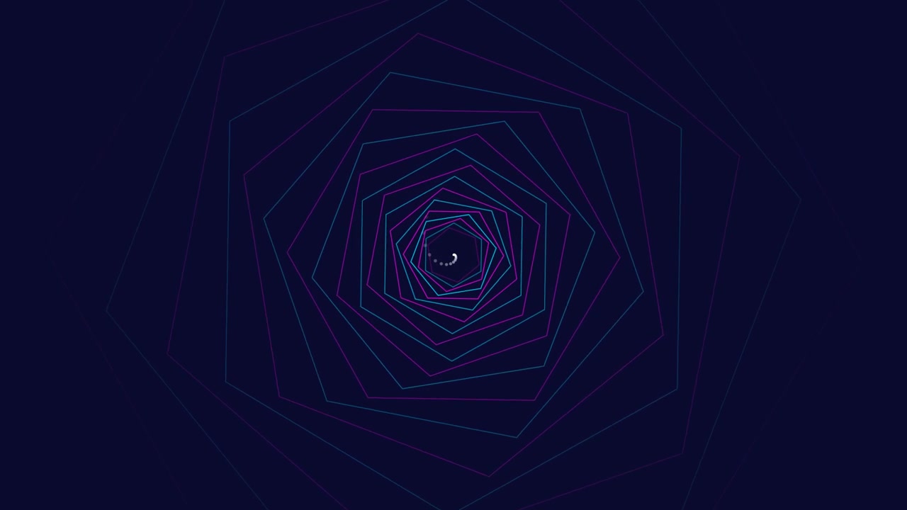 Abstract Geometric Tunnel Animation with Rotating Hexagons