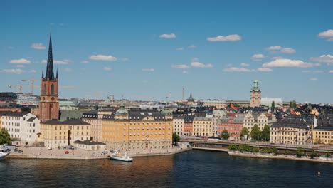 panorama of the city of stockholm a clear sunny day in the capital of sweden 4k video