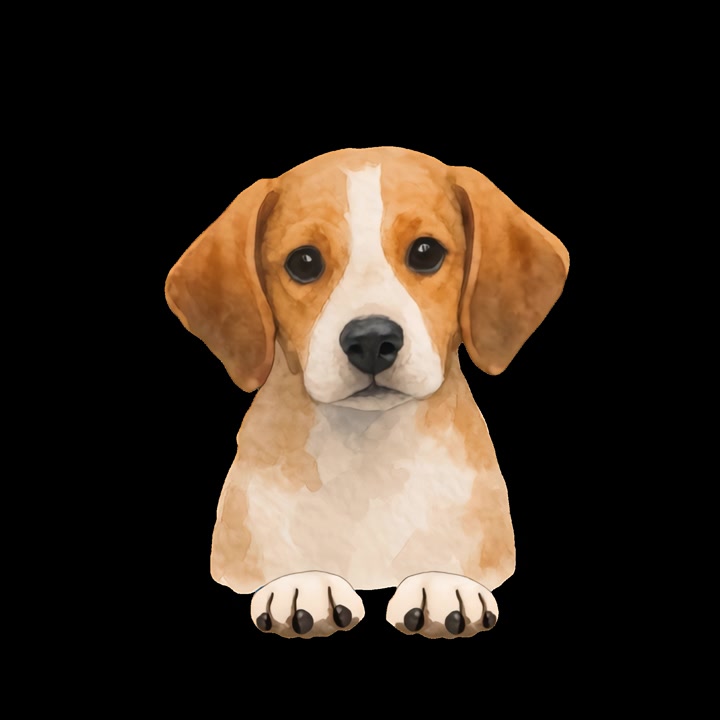 Illustrazione ad Acquerello di un Adorabile Cucciolo di Beagle